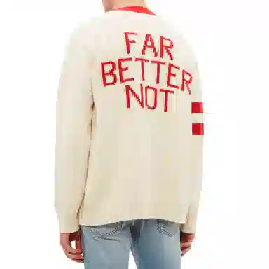 Gucci Embroidered Logo Knit Sweater White