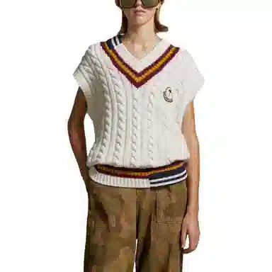 Moncler x Palm Angels FW23 V-Neck Wool Knit Vest White