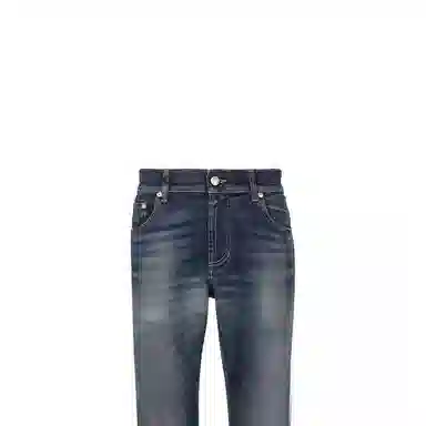 Alexander McQueen Graffiti High Waist Jeans Blue