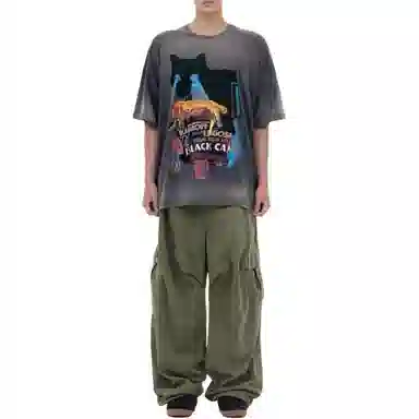 WE11DONE FW23 Cat Graphic T-Shirt Gray