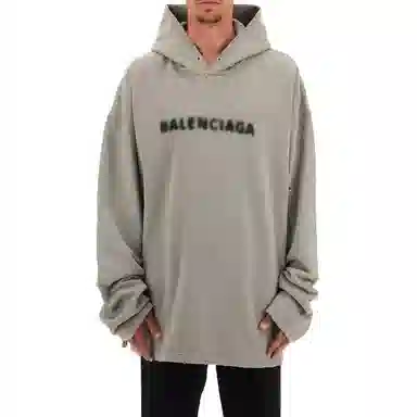 Balenciaga Logo Hoodie Gray Loose Fit Men