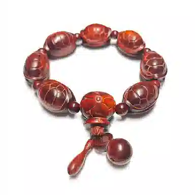 冠莎 精工雕刻正浓阳红高油高密佛珠 招财进宝纳福富甲天下福卦 国风善财转运文玩 紫檀属 木作手串 男女同款情侣款