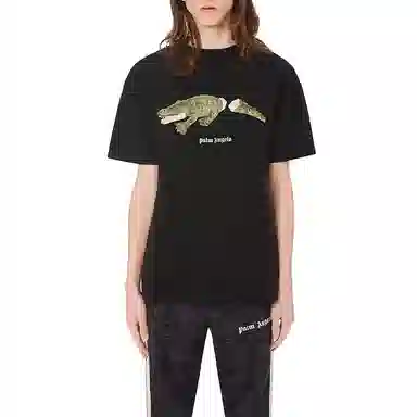 Palm Angels Crocodile Print T-Shirt Black
