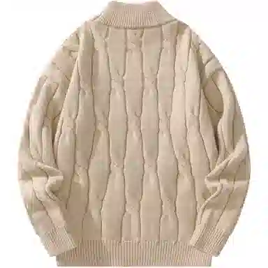 帕丁顿熊 基础款可拆卸小熊胸针纯色休闲百搭打底中高领麻花宽松毛衣保暖加厚针织衫 男女同款