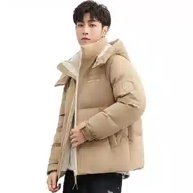 鸭鸭 纯色可脱卸帽拉链长袖加厚羽绒服 男款