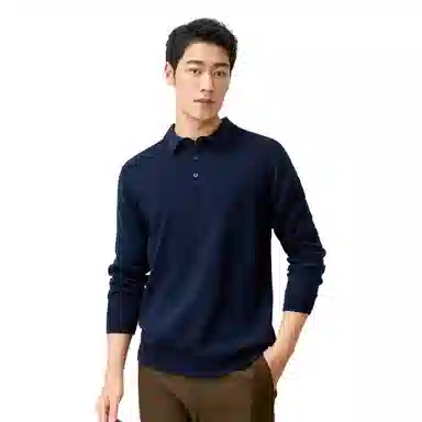 恒源祥 纯色套头翻领毛衣 男款