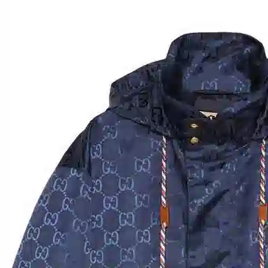 GUCCI FW22 Logo Jacquard Hoodie Blue