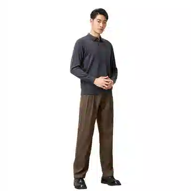 恒源祥 纯色套头翻领毛衣 男款