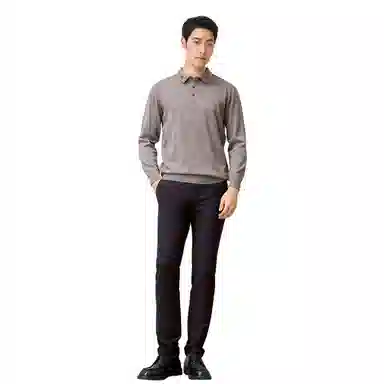 恒源祥 纯色套头翻领毛衣 男款