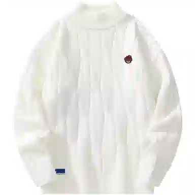 帕丁顿熊 基础款可拆卸小熊胸针纯色休闲百搭打底中高领麻花宽松毛衣保暖加厚针织衫 男女同款