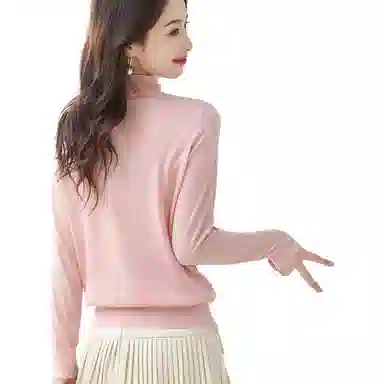 恒源祥 半高领纯色长袖针织衫 女款