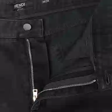 Fendi Logo Straight Jeans Black