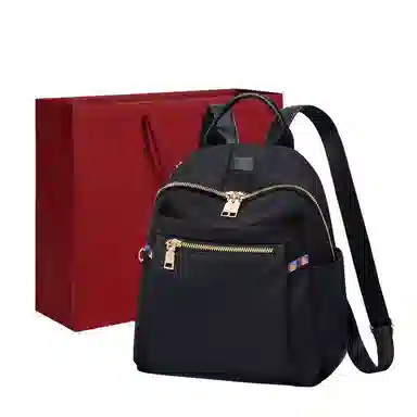 老人头 轻便实用休闲 尼龙 双肩包 女款 黑色