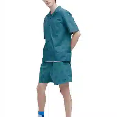 UNIQLO SS23 Printed Open Collar Short Sleeve Shirt Blue