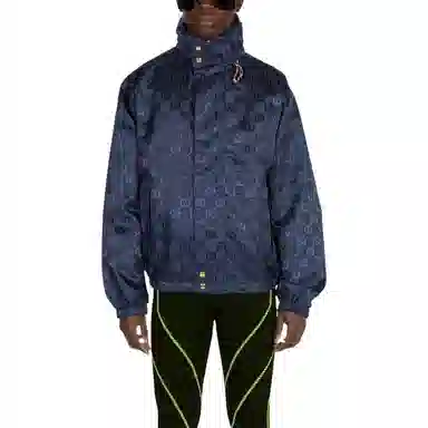 GUCCI FW22 Logo Jacquard Hoodie Blue