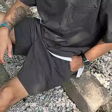 我是大卫 宽松百搭抽绳休闲短裤 男款 碳色