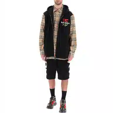 Burberry SS21 Classic Check Logo Hoodie Jacket Black
