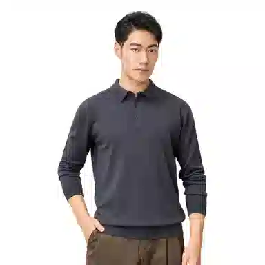 恒源祥 纯色套头翻领毛衣 男款