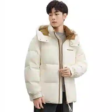 鸭鸭 纯色可脱卸帽拉链长袖加厚羽绒服 男款