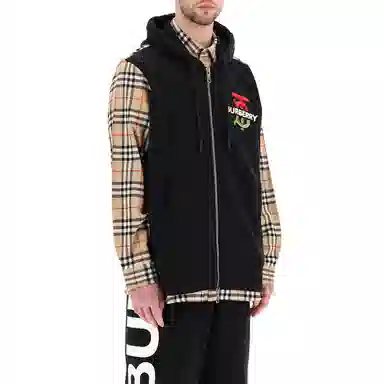 Burberry SS21 Classic Check Logo Hoodie Jacket Black