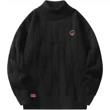 帕丁顿熊 基础款可拆卸小熊胸针纯色休闲百搭打底中高领麻花宽松毛衣保暖加厚针织衫 男女同款