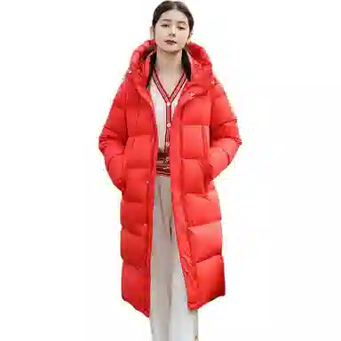 羽物 白鸭绒抗寒超厚过膝中长款羽绒服 男女同款