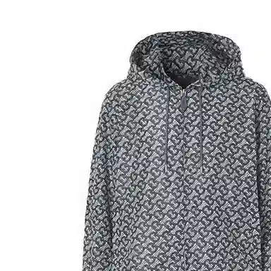 Burberry FW21 Logo Print Hoodie Jacket Grey