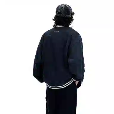 Li-Ning Logo Print Baseball Jacket Black