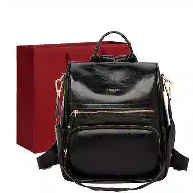 老人头 复古通勤油蜡皮大气耐用旅游防盗妈妈上班上课书包旅行 牛皮 双肩包背包 女款 多色