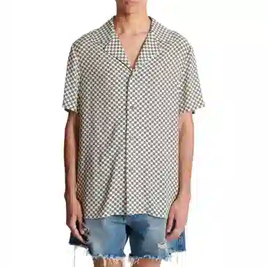Balmain Mini Monogram Short Sleeve Shirt White