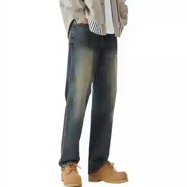 ALL IN Washed Straight Jeans Blue