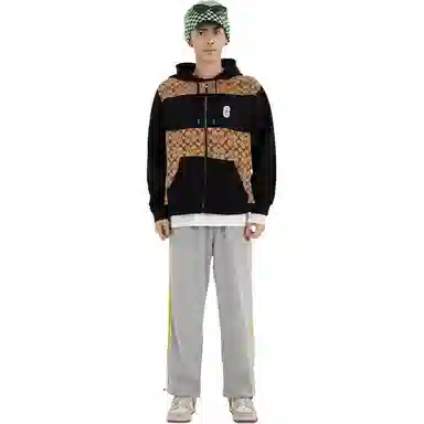 Coach Colorblock Logo Drawstring Hoodie Khaki