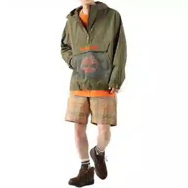 Timberland x C.F. Stead SS24 Indigo Suede Half-Zip Windbreaker Hoodie