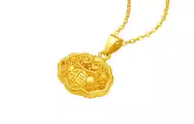 周六福 如意福锁锁住福运不含链 足金 按克计价 黄金吊坠 女款