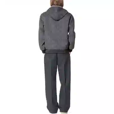 Louis Vuitton FW22 Striped Logo Hoodie Jacket Grey