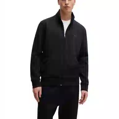 HUGO BOSS Stretch-Cotton Zip-Up Sweatshirt With Logo Print