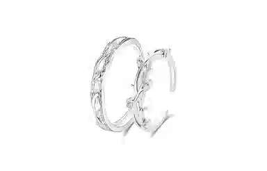 牧言 冷淡风简约小众设计高级感 镂空交织树枝荆棘花环对戒可调节指环 合金 连理枝戒指 男女同款情侣款