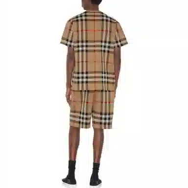 Burberry SS23 Check Elastic Waist Shorts Khaki