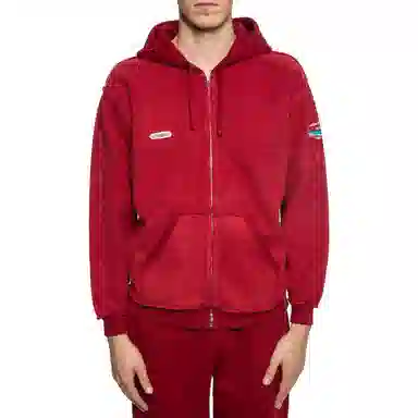 Vetements Logo Print Zip Hoodie Red