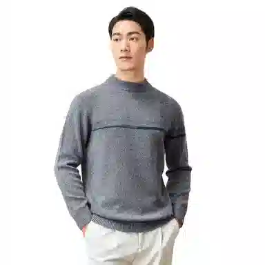 恒源祥 纯色半高领套头长袖毛衣 男款