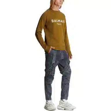Balmain FW22 Logo Crewneck Sweatshirt Brown