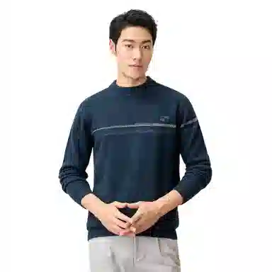 恒源祥 纯色半高领套头长袖毛衣 男款