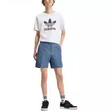 adidas Originals Logo Embroidered Zip Shorts Blue