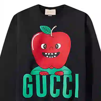 Gucci SS23 Apple Logo Crewneck Sweatshirt Black