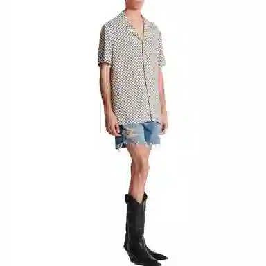 Balmain Mini Monogram Short Sleeve Shirt White