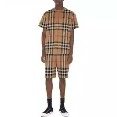 Burberry SS23 Check Elastic Waist Shorts Khaki