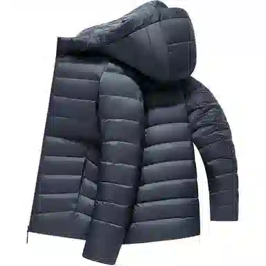 鸭鸭 纯色连帽拉链短款长袖羽绒服 男款
