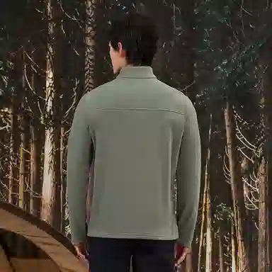 探路者 纯色立领长袖抓绒休闲绒感外套 男款