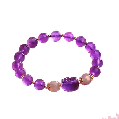 盈满堂 貔貅单圈紫 水晶 手串 女款