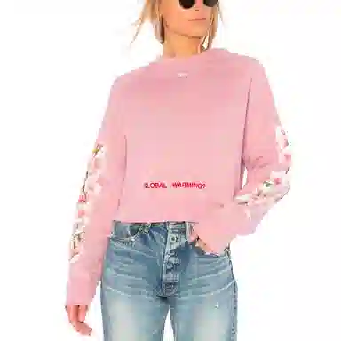 OFF-WHITE Virgil Abloh FW Pink Floral Bee Crewneck